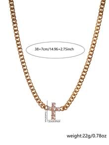 1pc Minimalist Cross Pendant Necklace, Fashionable Unique Design Suitable For Girl's Daily Wear - Yellow Gold - View 6