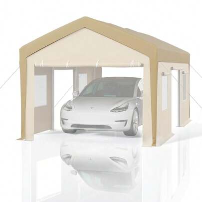 Amarillo Cubierta de Carport Impermeable y Resistente a los UV de 4x6 m, para Exteriores Solo la tela del techo