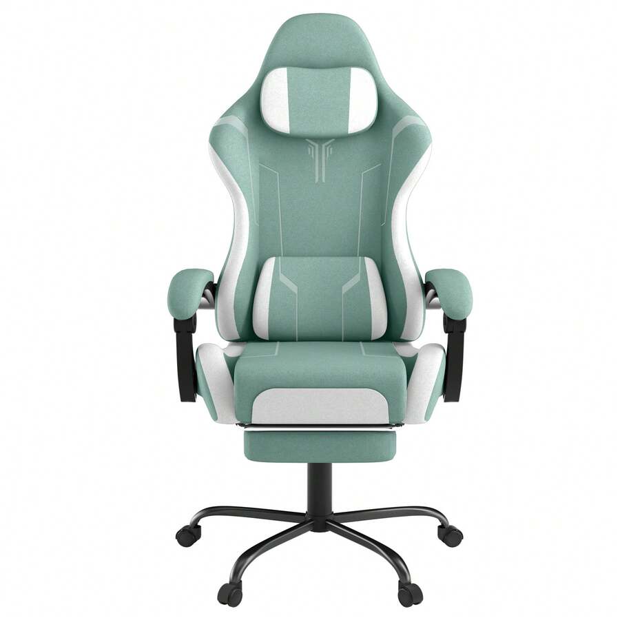 Gaming Chair, Computer Chair, Swivel Gaming Chair With Massaging Lumbar Cushion, Ergonomic Office Chair With Armrests And Headrest - Green - View 1