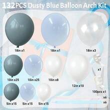132pcs Matte Light Blue & White Balloon Arch Kit, Includes 18" Clear Balloons, Twist Balloons For Bow Decor, Suitable For Baby Shower, Gender Reveal, Wedding - 彩色 - 查看 7