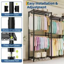 Heavy Duty Clothes Rack,Load 705LBS Garment Rack Portable Closet,Free Standing Closet Organizers With Adjustable Shelves, Hanging Rods For Home - Black 76.5"H X 67.6"L X 15.5"W - View 4