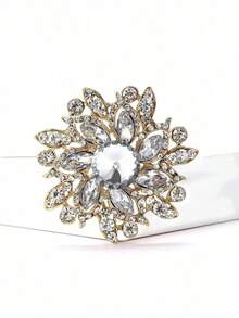 1pc Fashionable Crystal Flower Brooch, Suitable For Women's Daily Wear, Gift For Valentine's Day, Mother's Day 96LZ MBMG - 水鑽花 - 查看 5