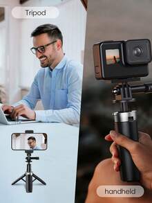 Gậy selfie mini bằng nhôm mới, chân đế điện thoại để bàn, có tay cầm, có thể cầm tay hoặc đặt trên mặt đất. Thích hợp cho webcam, Canon G7X Mark III, ZV-1, RX100 VII, A6400, A6600 và các máy ảnh khác - Có thể gắn thêm chân đế điện thoại, phù hợp với nhiều loại điện thoại di động. Chân đế quay vlog mini di động, bật lên chỉ với một cú nhấp chuột, chân có thể điều chỉnh, được trang bị miếng đệm cao su, ổn định, chân đế thể thao ngoài trời, dụng cụ selfie, dụng cụ chụp ảnh cặp đôi ngày Valentine. - Một cỡ - Xem 4