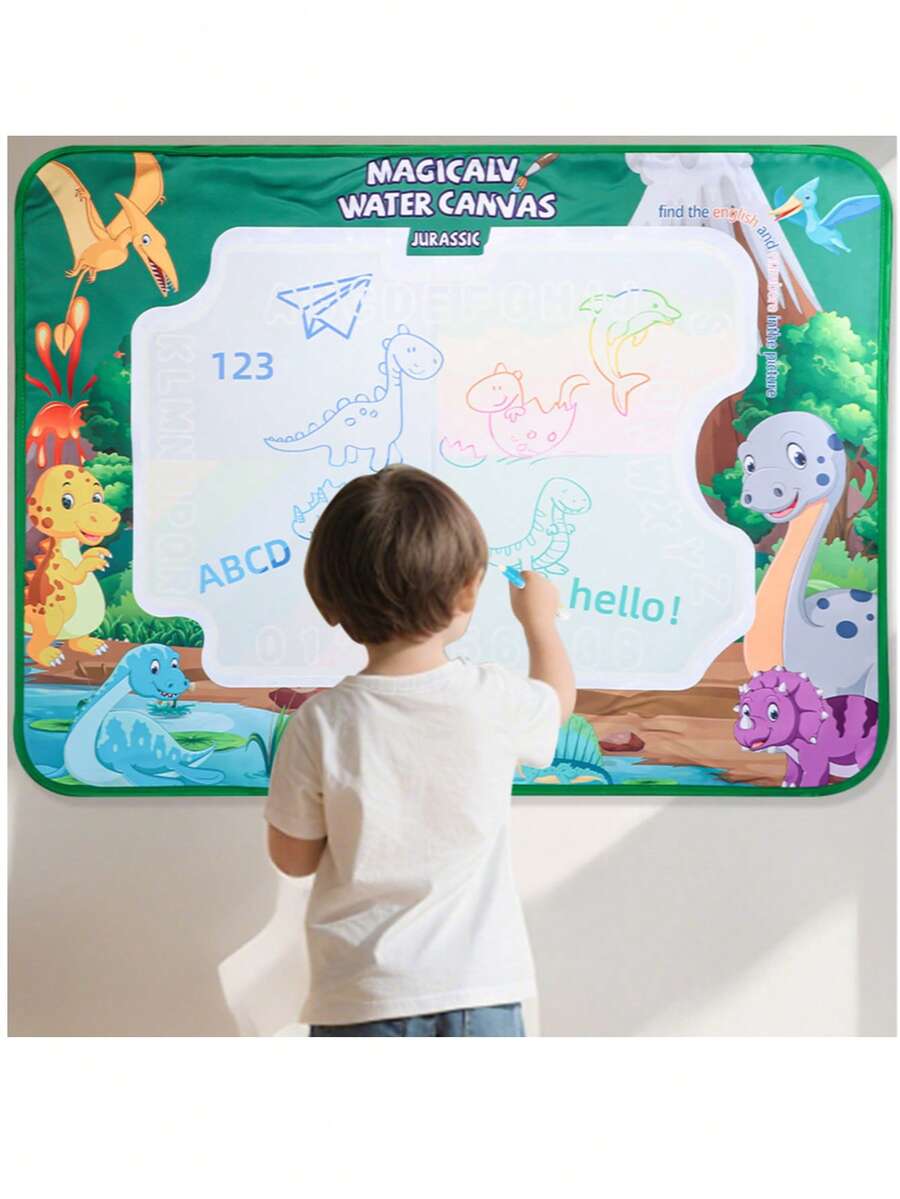 Children's Magic Water Drawing Mat, Colorful Writing & Painting Doodle Cloth With 2 Water Painting Brushes - Green - View 1