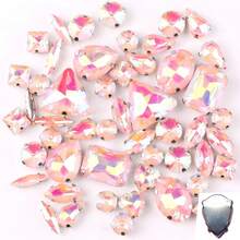 50pcs/Pack, Shiny Mixed Shape Glass Rhinestones, Silver Metal Flat Bottom, Mixed Shape Handmade Sew-On Rhinestones, Suitable For Clothing Decoration, Flat Bottom Craft Gem Crystal Sew-On Rhinestones With Claw, DIY Accessories, For Decorating Clothes, Dresses, Bags, Shoes, Brooches, Earrings, Handicrafts. - Multicolor - View 49