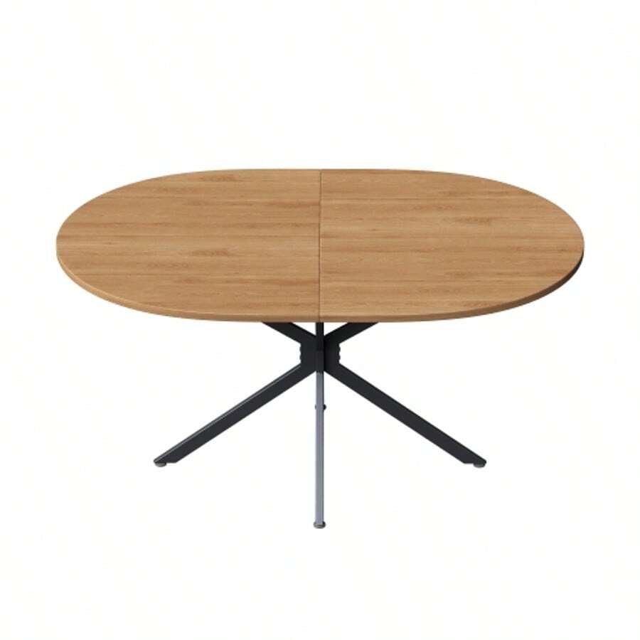 Oval Dining Table, 120 X 80 X 75.5 Cm, Modern And Robust Style, Metal Legs, Ideal For 4 To 6 People. Clean And Modern Design.