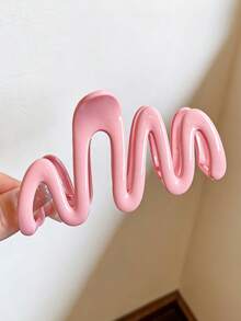 1 Piece Of Wavy Claw Clip, Sweet, Stylish And Minimalist Hair Accessory For Girls, Versatile For Daily Wear - Multicolor - View 4