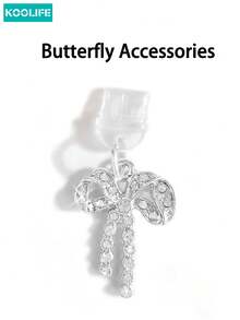 Basic Phone Case And Rhinestones Butterfly Dust Plug - Rose Red + Butterfly Accessories - View 3