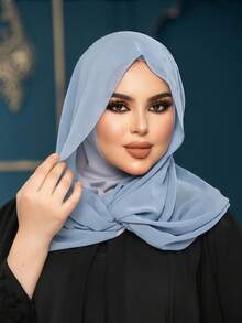 1件装女士纯色拉法帽滑雪面罩颈部保暖弹性头带头巾，透气舒适弹力宽边吸汗防滑多功能运动头饰，简约时尚围巾，带帽雪纺头巾组合 - 彩色 - 查看 3