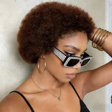 Tóc giả xoăn tít kiểu Afro Kinky Pixie làm từ tóc thật, chất lượng cao, màu đỏ rượu vang rực rỡ, đường chân tóc tự nhiên, thích hợp cho phụ nữ mặc hàng ngày và dự tiệc. - Nhiều màu - Xem 3