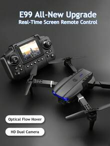 CASRRA Drone E99 actualizado con cámara y pantalla de control remoto, cámara dual 720P, motor sin escobillas, retención de altitud, control por gestos, sensor de gravedad, Body plegable, disparo automático, apto para uso en interiores y exteriores, juguete de dron asequible para adultos, excelente regalo de cumpleaños y festividades, incluye batería de 1800mAh - E99 Negro - Ver 11