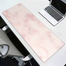 1pc Powder White Marble Pattern Mouse Pad, Soft And Sweet, Ins-Style Desk Mat, Large Non-Slip Office And Gaming Keyboard Pad - L - View 6