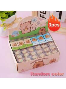 3/5pcs Set, Octopus Skin, Jelly, Cartoon Animal Transparent Sandwich Erasers, Student Writing Pencil Erasers, Practical Cleaning, Classroom Prizes - A - View 9
