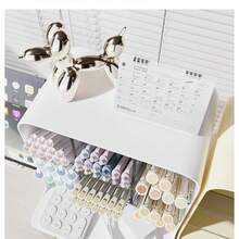 Slanted Pencil Holder, Desktop Storage Box, Office Stationery, Student Miscellaneous Items, Desktop Pencil Organizer, Bedroom Shelf - White - View 4