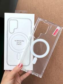 Magnetic Phone Case Compatible With Galaxy S22/S23/S24/S25, Ultra, Plus Models, MagSafe Compatible, Anti-Fall And Shock-Proof Protective Cover, Transparent Backplate Anti-Scratch - Clear - View 3