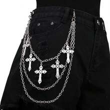 Pants Chain For Men Jean Chains For Women Y2K Star Jean Pocket Chain For Pants Biker Hip Punk Chains Silver Y2K Jewelry For Women Accessory  Fashion For Music Festival Concert Cosplay - B1- Chữ thập - bạc - Xem 9