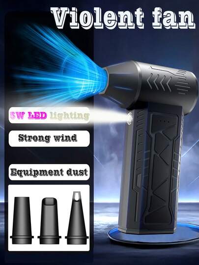 Portable Turbo Air Dust Collector Electric Dry Spray Blower, 150000RPM Powerful 6-Speed Adjustable Cordless Hair Dryer, Suitable For Cleaning Car Seats/Snow Removal, Computer Keyboards/Cases, Sofa And Window Crevices, Jet Turbine Fan