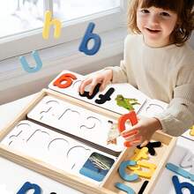 Wooden Box - Children's Early Education English Word Recognition Puzzle Toys, English Alphabet Word Puzzle Game, Tabletop Game For Parent-Child Interaction, Word Recognition Cards, Birthday-Christmas Gift - 字母單字玩具 - 查看 3