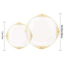60pcs Disposable Transparent Golden Embossed Plates Suitable For Dinners, Parties, Festivals, 30 Large Plates, 30 Small Plates - 60 Pcs - View 2