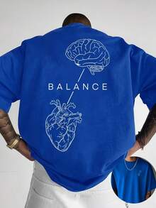 Brain Heart T-Shirt, Unisex Men's And Women's Blouse, 100% Cotton, Premium Top Streetwear, New Release, Immediate Shipping, Various Colors!! Plus Size - 寶藍色 - 查看 2