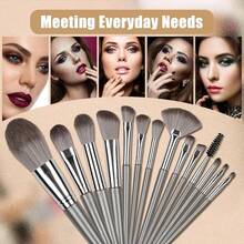 Euuztu 14 Pcs Professional Makeup Brush Set, Eye And Face Foundation Brush Set, Eyeshadow Brushes, Cosmetic Brushes, With PU Bag, Champagne - 1 - 查看 7