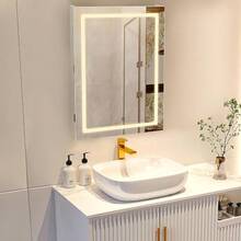 zxxabisign Botiquin Baño con Espeo 3 Nive Flotante Gabinete para Baño con Luz Espeo De Tocador Estante Closet De Almacenamiento para Aorrar Ecio soe El Inodoro 50x11x70 Blanco ClEspejo del baño - Blanco Claro - Ver 1