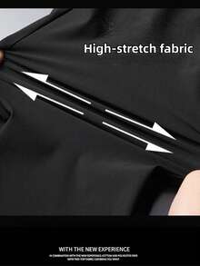1pc Plus Size Men's Lightweight Breathable Straight Leg Sports Pants, Elastic Ice Silk Fabric, 6XL, With Zipper Pockets And Reflective Print, Suitable For Fitness, Running, Outdoor Activities, Daily Wear, Father's Gift, Men's Gift Black Spring - Black - View 7
