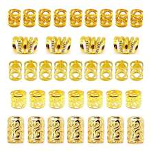 100pcs Gold Hollow Metal Hair Rings, Fashionable Personalized Dreadlock Hair Accessories - Gold - View 3