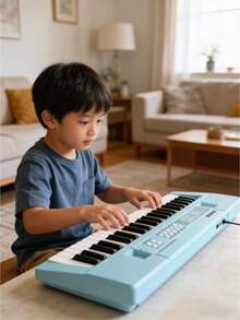 Children's Multi-Function Electronic Keyboard With Singing Microphone Toy, Multiple Modes For Beginners To Play, Educational Parent-Child Interactive Toy Gift For Boys And Girls Aged 3-12 (Batteries Not Included) - Multicolor - View 2