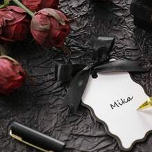 25/50 Sets Scallop Name Place Cards For Table Setting DIY Wedding Placecards With Ribbon Include 10/30/50 Name Table Cards And 10/30/50 Ribbon For Weddings Party Celebrations Supplies(Pink/Green/Black Available) - Multicolor - View 5