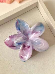 3个/1个女士白色和紫色彩色7.6厘米/2.99英寸花朵大号轻便塑料发夹，时尚百搭高端优雅简约纯色发爪，适合日常外出、休闲、派对、通勤、海滩、度假、发型设计、洗脸、化妆、服装配饰等场合。 - 彩色 - 查看 3