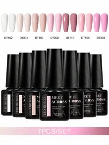MEET ACROSS Set de 7 piezas de 7ml de esmalte de uñas en gel, de larga duración y resistente, libre de plomo, HEMA y TPO, esmalte de uñas en gel rosa semi-permanente y removible UV, diseño de manicura DIY, todos los productos adecuados para decoración, salón de uñas y manicura en casa - Multicolor - Ver 23