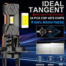 TOAUTO 2Pcs Mini H7 H4 H11 9005/9006 LED Headlight Bulbs CANBUS 25000LM 90W Car Turbo Driving Headlamp Error Free 6000K White High Low Beam 12V - A - View 3