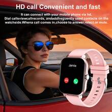 2件套，适用于女士1.83英寸智能手表，硅胶表带，高清显示，支持通话、收发信息、多种运动模式、音乐播放，兼容iOS和安卓系统，搭配水钻手链，适合日常佩戴、节日庆典、馈赠亲友、户外活动、上学等各种场合。 - 彩色 - 查看 9