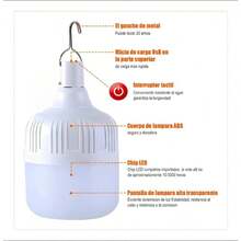 Portatil Recargable Emergencia Usb 260w Lámpara Foco Led 2pc - por defecto - Ver 6