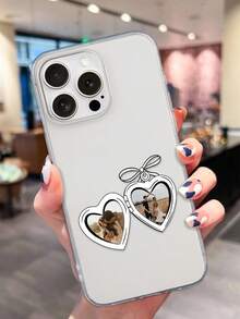 1pc Customized Heart Pattern Photo Transparent Full Coverage Precise Cutout Phone Case, Gift For Friends, Suitable For IPhone 11/12/13/14/15/16 Pro/16 Pro Max/16 Plus/17/Air/17 Pro/17 Pro Max S25/S25 Ultra/S25 Plus/S25 Edge/ Pixel 9 Pro XL. The Above Models Are Very Suitable As Valentine's Day Commemorative Gifts. - Clear - View 3