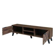 Modern TV Cabinet With 2 Doors And 2 Open Compartments – 160.5 X 35.5 X 45 Cm - Coffee Brown - View 10