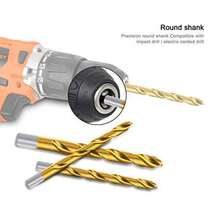 Multifunctional Drill Bit Set. Titanium Alloy, Masonry, Brad Point Drill Bits - Ultimate Versatility For Drilling Metal, Wood, Plastic, Concrete - Gold - View 2