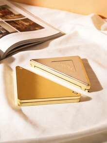 Prada BEAUTY Rose Gold Metal Frame Triangular Makeup Mirror With Engraved Logo, Comes With Matching Storage Bag - Silver - View 3