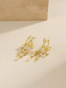 Bông tai dáng dài cho nữ, bông tai đinh tán ba chấu mạ vàng 14k, bông tai dây xích dễ thương, bông tai thả nhỏ nhắn cho nữ, trang sức mạ vàng, trang sức mùa hè, bông tai hình hoa. - Kiểu 11 - Xem 5