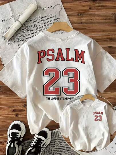 男童休闲印花圆领短袖T恤，夏季学生青少年服装 - 彩色字母印花T恤，为每个孩子带来欢乐和幸福！诗篇