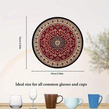 6pcs/Set Traditional Wooden Coasters, Suitable For Home, Office And Party Drink Coasters Set, Bohemian Style Coaster Set For Kitchen, Bedroom, Living Room, Office, Garden, Desktop Decor, Party Decor, Home Decor, Kitchen Accessories, Holiday Decor, Gift, Available In 1 Set, 2 Sets Or 31 Sets, Father's Day Gift - Redwood - View 5