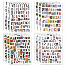 852 Stück/12 Blatt Vintage Magazin Buchstaben Aufkleber, kleine Erpresserbrief Aufkleber, geeignet für Planer, Tagebuch, Notizbuch, Computer, Wasserflasche, DIY Basteleien, Geschenke, Magazin Dekoration usw. - Verschiedenfarbig - Übersicht 4