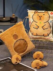 可爱水豚毛绒玩具套装，含4个萌萌的小水豚宝宝 - 一袋水豚毛绒玩具，抱枕造型，男女皆宜的礼物 - 彩色 - 查看 4