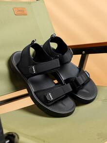 1 Pair Men's Sandals, New Driver Sports Beach Shoes, Summer Minimalist Soft Sole Non-Slip Breathable Casual Shoes - Black - View 5