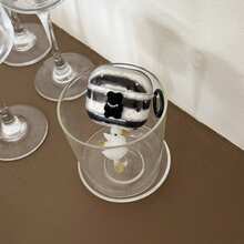 Niche High-End Black Striped 3D Bear With Hanging Ring Earphone Case Compatible With Airpods Pro 2, Cute Apple 4 Minimalist 3 New 1/2 Generation Earphone Case For Women - Black - View 6