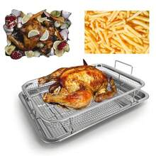 2-Piece Stainless Steel Baking Tray Set (Stainless Steel Baking Tray + Baking Rack), With Handle Design, Multi-Functional Baking And Grilling Tray, Suitable For Home Baking, Outdoor Grilling, And Restaurant Kitchen Food Preparation. - Silver - View 7