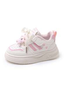 1双男女通用新款透气平底休闲运动鞋，软底防滑儿童滑板鞋，时尚百搭学生休闲鞋，适合春秋季穿着 - 粉色 - 查看 6