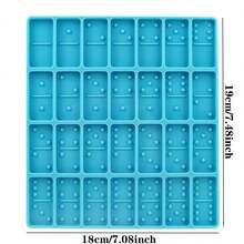 1 pieza Molde de resina para hacer dominó, Molde profesional de resina epoxi para dominó, Juego de molde de dominó de 28 piezas, Molde de silicona durable para hacer colgantes, pasteles y joyería DIY con dominó - Azul - Ver 2