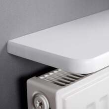 60/90cm White Radiator Shelf Rounded Corner Including Easy Fit Brackets Screws - White - View 4